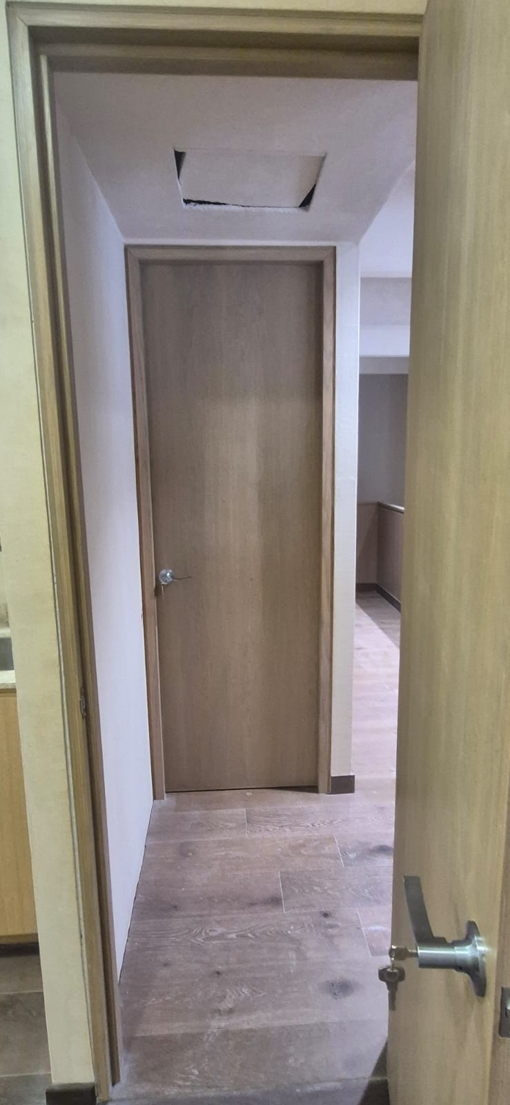Puerta de madera en pasillo residencial fabricado a medida por CarpyMobi