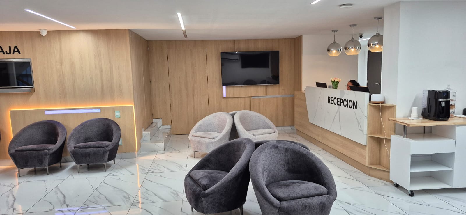 Sala de espera y recepción contemporánea fabricado a medida por CarpyMobi
