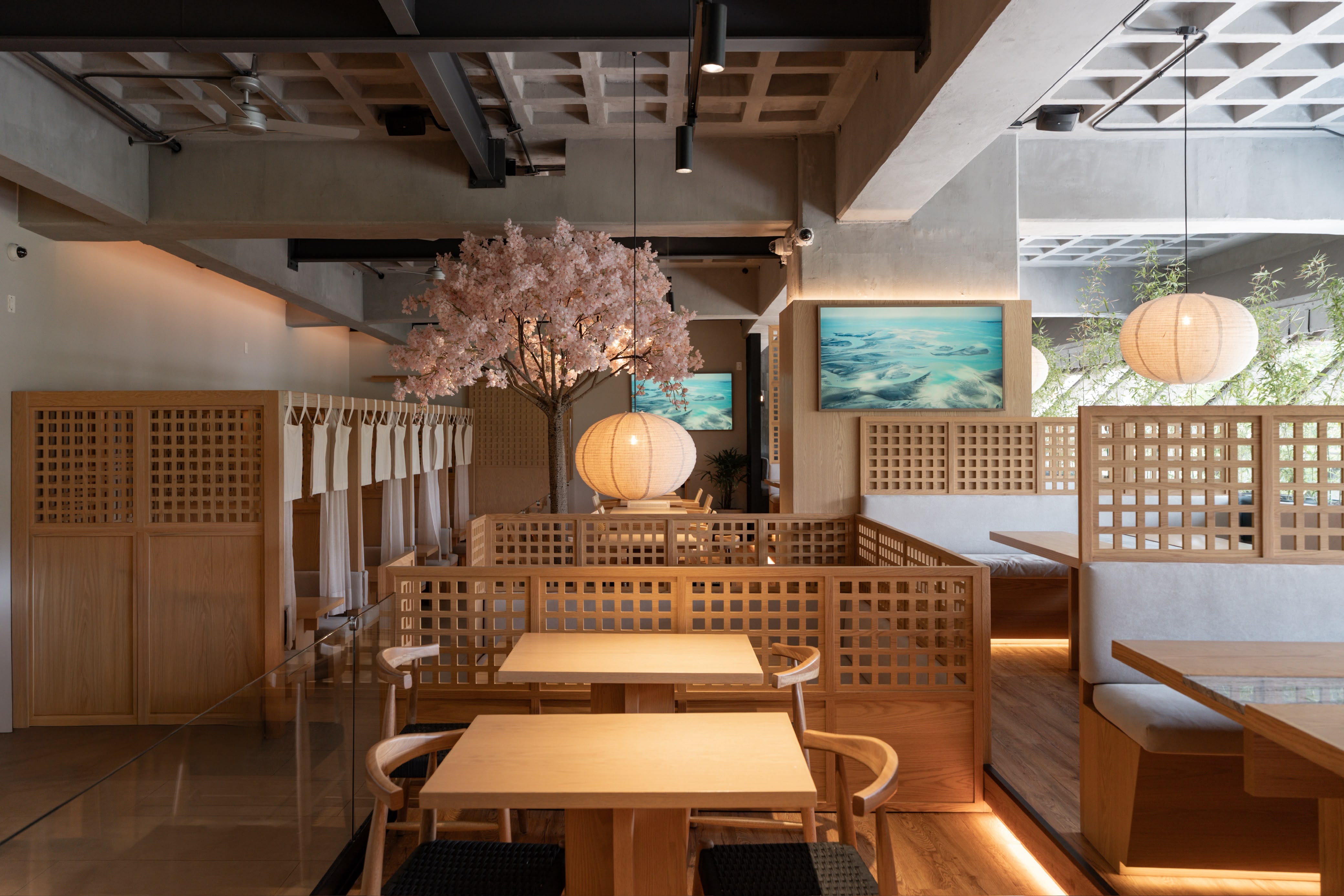 Vista general de restaurante japonés realizado a medida por CarpyMobi