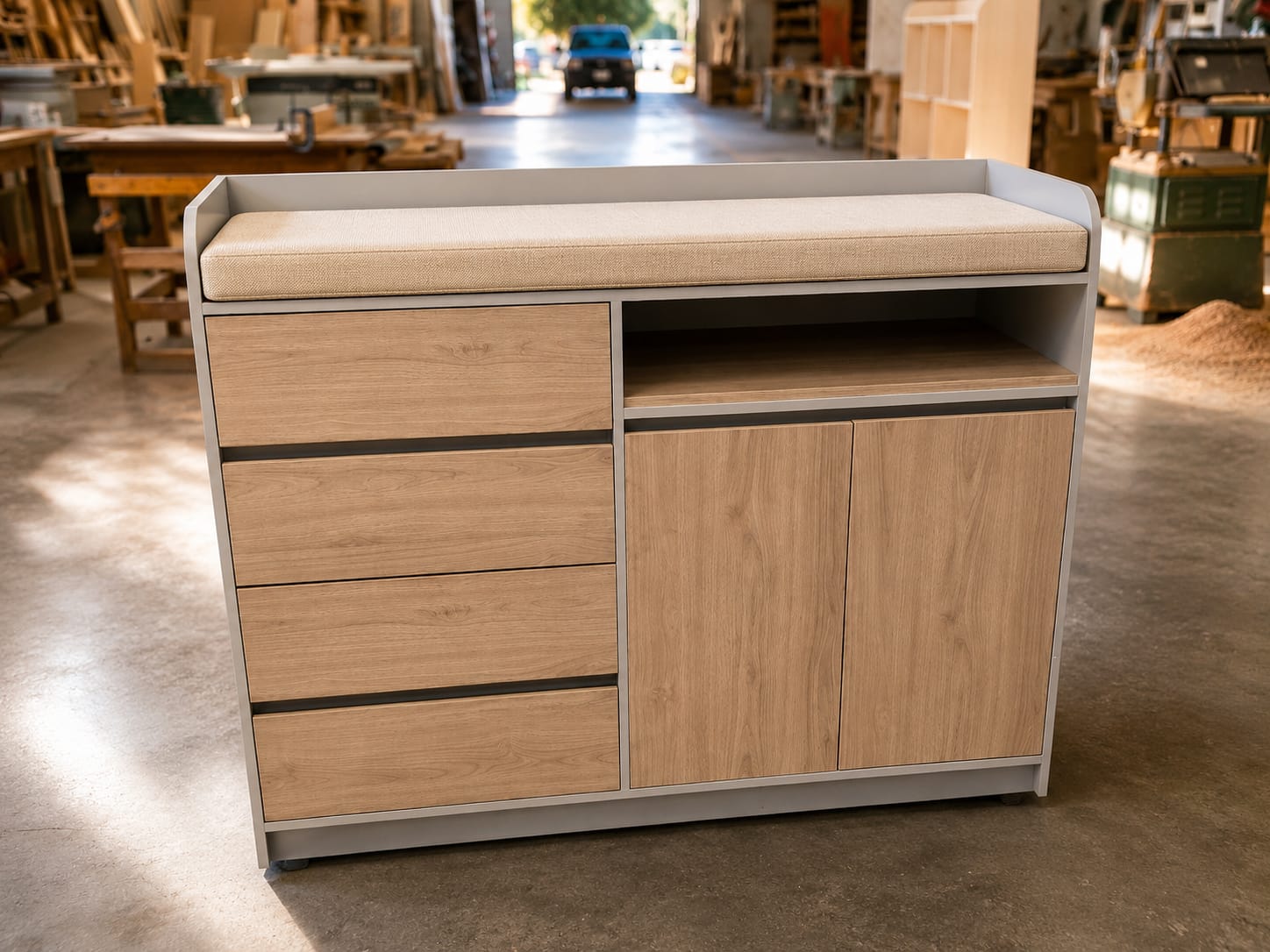 Credenza móvil vista de frente